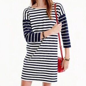 J. Crew Navy and White Mixed Stripe Shift Dress, S